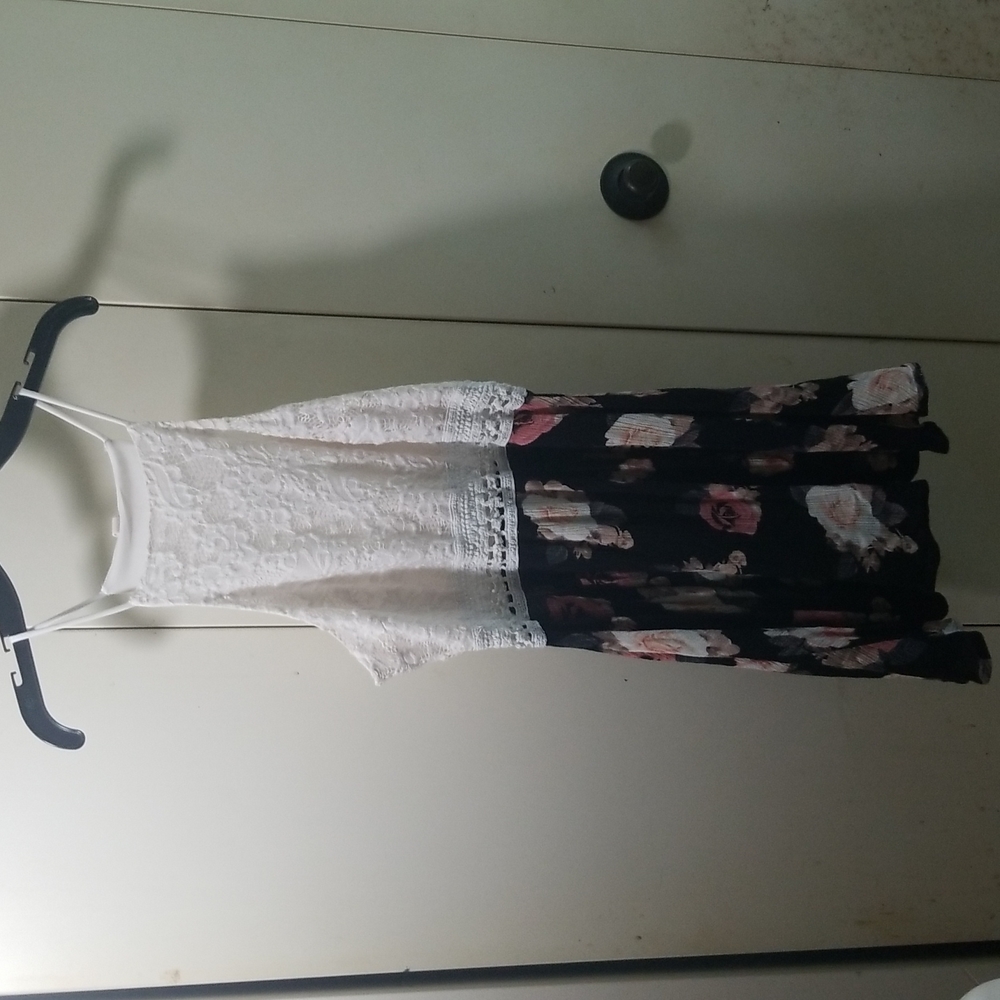 I Heart It Floral Mini Dress White/Black